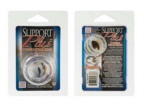 Двойное прозрачное эрекционное кольцо с  металлическими вставками California Exotic Novelties Double Stack Ring с SE-1469-40-2