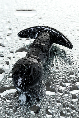 Чёрная стеклянная анальная втулка с ограничителем Sexus Glass 912302 (11,5 см)