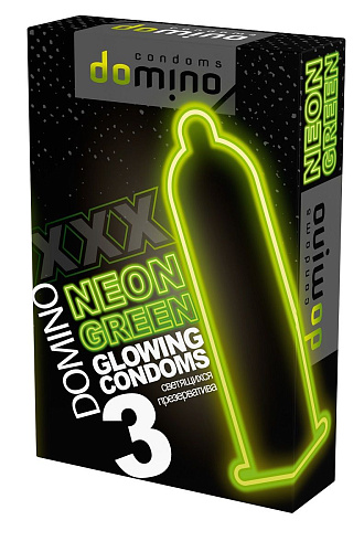 Презервативы со светящимся в темноте кончиком Domino Neon Green №3 (3 шт)