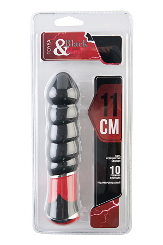 Чёрный вибратор-ёлочка ToyFa 901334-5 (11,4 см)