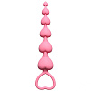 Розовая анальная цепочка Lola toys Heart s Beads Pink 4101-01Lola (18 см)