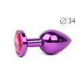 Коническая фиолетовая анальная втулка с малиновым кристаллом Anal Jewelry Plug VM-14 (8,2 см)