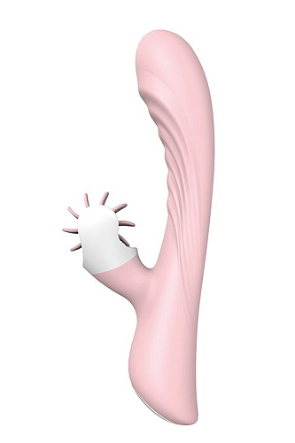 Розовый вибратор с клиторальным стимулятором «вертушка» Dream Toys LICKING SENSATION 21504