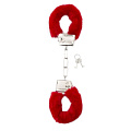 Меховые красные наручники Shots Media BV SHT255RED