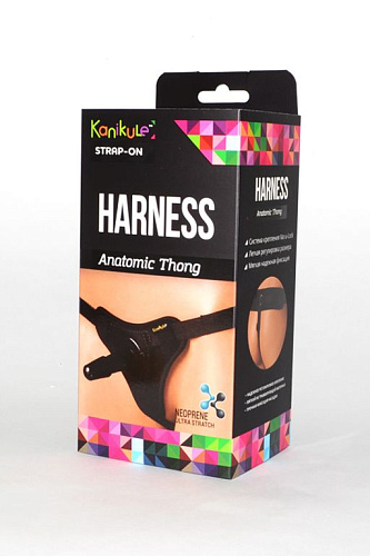 Чёрные трусики с плугом Kanikule Strap-on Harness Anatomic Thong KL-850502