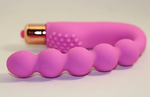 Розовый силиконовый вибромассажёр в форме подковы 4sexdreaM 47455