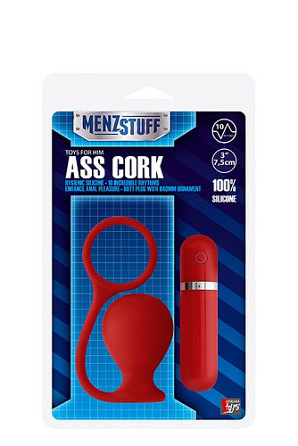 Красная вибровтулка Dream Toys MENZSTUFF ASS CORK WIDE 20912 (7,5 см)