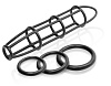 Набор в чёрном цвете: насадка и эрекционные кольца на пенис Pipedream Cockcage and Ring Set PD4571-23