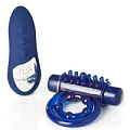 Синее эрекционное виброкольцо NU Sensuelle REMOTE BULLET COCKRING 340129