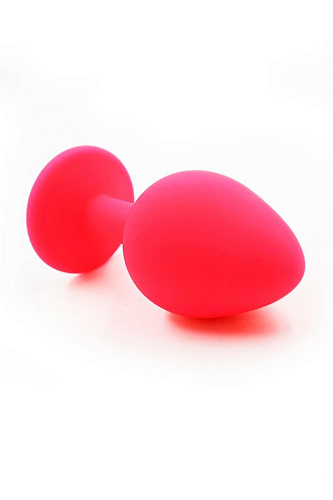 Розовая силиконовая анальная пробка с радужным кристаллом Kanikule KL-S0008M (7 см)