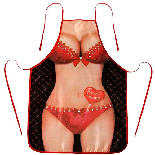 Женский фартучек в чёрно-красном цвете Сима-Ленд «Уже всё готово» 838319