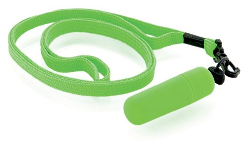 Зеленая вибропулька с ремешком на шею Sexus 931010-7 (6 см)