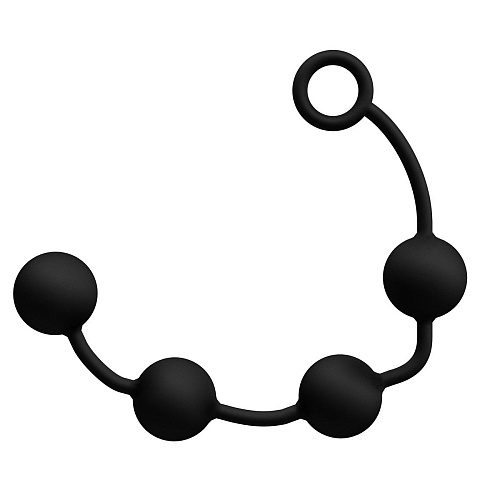 Чёрная силиконовая анальная цепочка Сумерки богов 3650-01 BX DD (38 см)