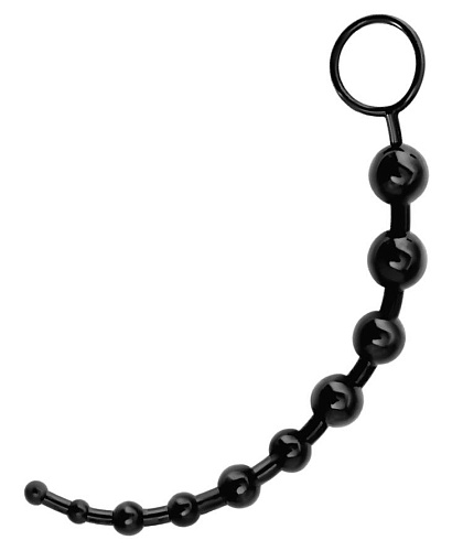Чёрная гибкая анальная цепочка ToyFa 901302-5 (25 см)