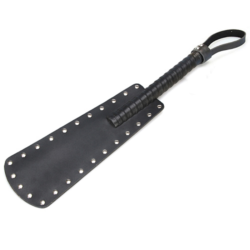 Большой чёрный пэдл с металлическими клёпками Lux Fetish LF4017