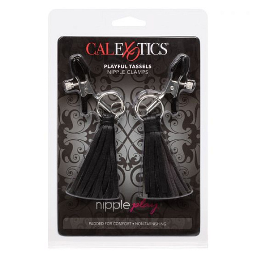 Зажимы на соски с кожаными кистями California Exotic Novelties Playful Tassels Nipple Clamps SE-2614-05-2
