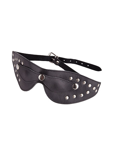 Чёрная кожаная маска с велюровой подкладкой Sitabella 3080-1