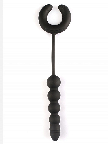 Чёрный анальный вибростимулятор с эрекционным кольцом Сумерки богов 3652-02 BX DD
