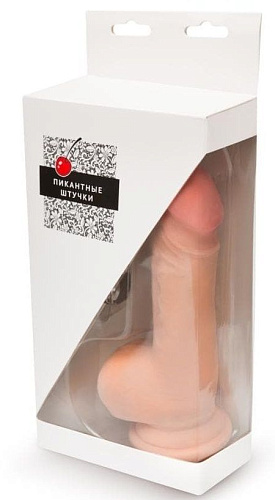Телесный реалистичный вибратор с пультом ДУ Пикантные штучки DPW2023T-10Z (17 см)