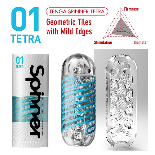 Голубой мастурбатор Tenga SPINNER Tetra SPN-001