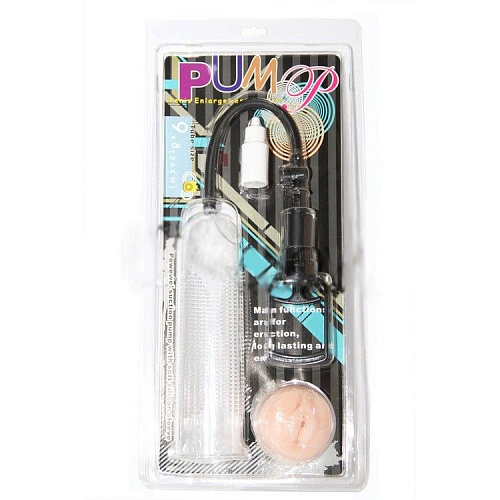 Прозрачная помпа мужская со вставкой в виде вагины Baile BM-010066A (25 см)