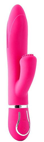 Розовый вибратор со стимулятором клитора Dream Toys 10-SPEED TENDER TULIP 21481 (22 см)