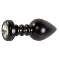Чёрная рельефная анальная пробка с прозрачным стразом Vandersex 300BLACK (9 см)