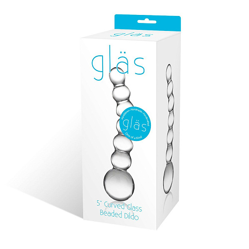 Изогнутный прозрачный стимулятор Glas Beaded Dildo GLAS-148 (13 см)