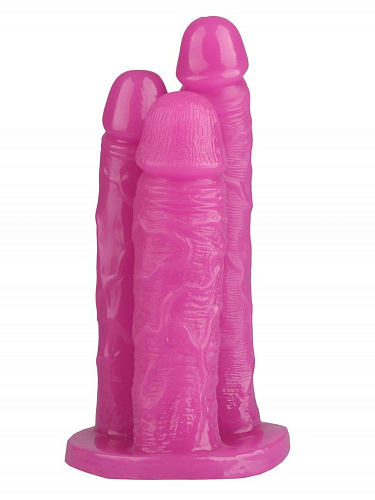 Розовый тройной фаллоимитатор Сумерки богов 1015-74 BX DD (24 см)