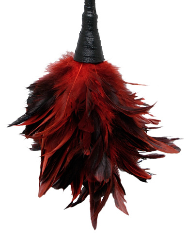 Кисточка с красно-чёрными пёрышками Pipedream FRISKY FEATHER DUSTER PD3756-15 (36 см)
