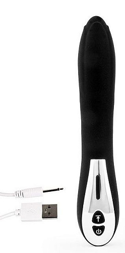 Чёрный гладкий вибромассажёр с 12 режимами вибрации Xuanai 8220NA-5 (23 см)