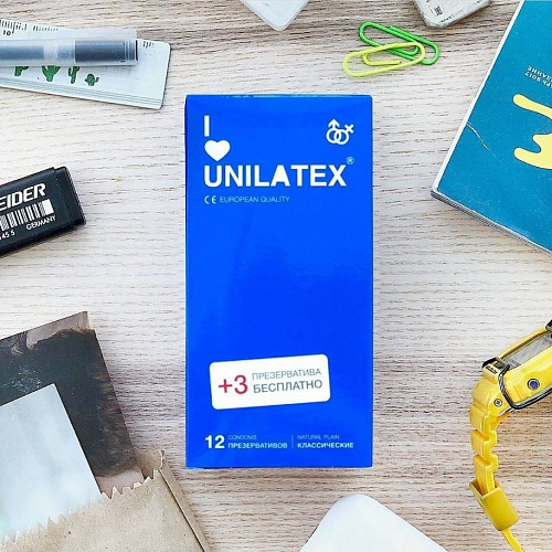 Классические презервативы Unilatex Natural Plain №12 + №3 (12 шт + 3 шт)