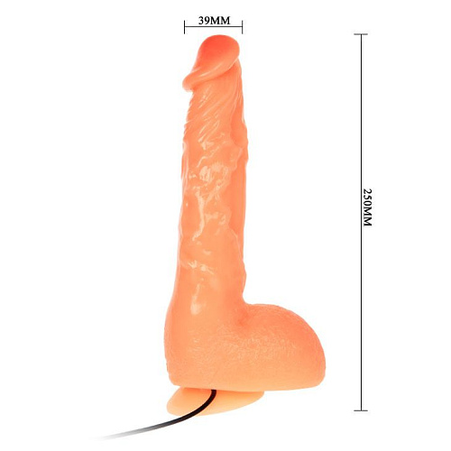 Вибратор с большой мошонкой телесного цвета Baile BW-008041Z (25 см)