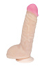 Реалистичный фаллоимитатор телесного цвета с розовой головкой LOVETOY (А-Полимер) 812600 (19 см)