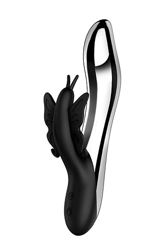 Чёрный вибратор с подсветкой Tonga NAGHI NO.37 RECHARGEABLE LIGHT-UP VIBE 530037 (24 см)