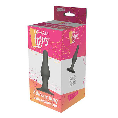 Серый удлиненный анальный стимулятор Dream Toys PLUG WITH SUCTION CUP 21456 (15,6 см)