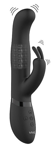 Чёрный вибромассажёр-кролик Shots Media BV Izara VIVE014BLK (22 см)