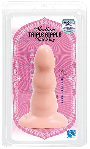 Телесная пробка для анальной стимуляции Doc Johnson TRIPLE RIPPLE 0247-01-CD