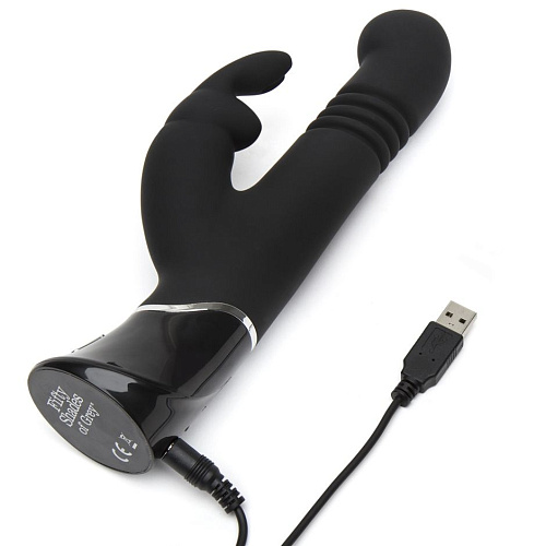 Чёрный хай-тек вибратор Fifty Shades of Grey Greedy Girl Thrusting Rabbit Vibrator FS-74956 (22,8 см)