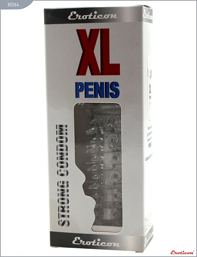 Прозрачная гелевая насадка с шипами Eroticon 30264 (14 см)