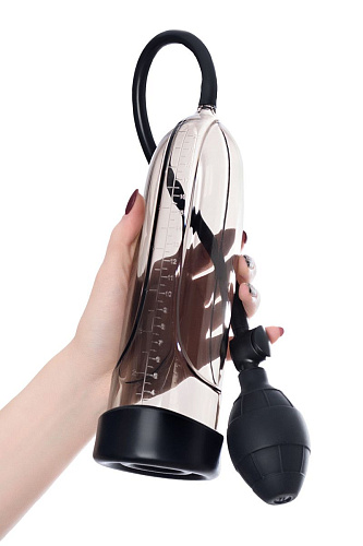 Мужская помпа-массажёр с силиконовой вставкой дымчатая Sexus 709008