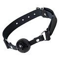 Чёрный кляп-шарик с отверстиями на регулируемом ремешке Штучки-дрючки 690208