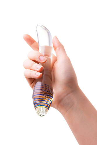 Стеклянный прозрачный фаллоимитатор с двухцветным кончиком Sexus 912195