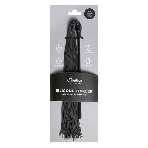 Плеть с чёрными силиконовыми хвостами EDC Wholesale Black Silicone Tickler ET243BLK (45 см)