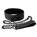 Чёрный виниловый ошейник на цепочке NS Novelties Collar NSN-1192-13