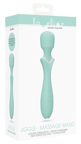 Зелёный вибромассажёр-жезл Shots Media BV Jiggle OV021GRN