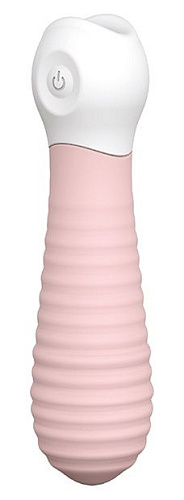 Розовый силиконовый мини-вибромассажёр Dream Toys RIBBED BABY BOO 21387 (12 см)