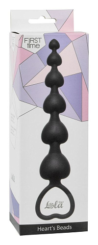 Чёрная анальная цепочка Lola toys Heart s Beads Black 4101-03Lola (18 см)