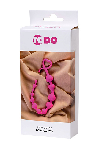 Розовая силиконовая анальная цепочка ToyFa Long Sweety 356002 (34 см)