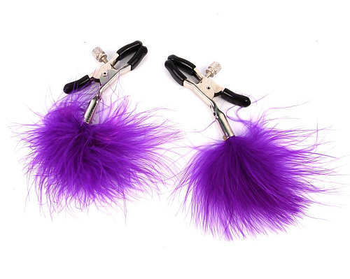 Металлические зажимы на соски с фиолетовым пушком Bior toys MLF-90103-04